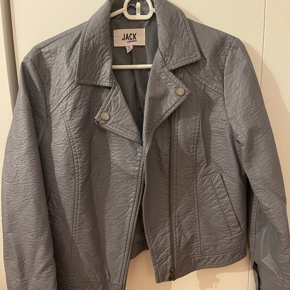 Blue/gray/purple textured leather jacket, size S - Picture 2 of 2